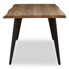 Brown Dark Wood Veneer Top Dining Table with Black Slender Legs | Assia