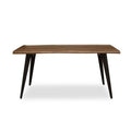 Brown Dark Wood Veneer Top Dining Table with Black Slender Legs | Assia
