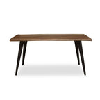 Brown Dark Wood Veneer Top Dining Table with Black Slender Legs | Assia