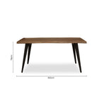 Brown Dark Wood Veneer Top Dining Table with Black Slender Legs | Assia