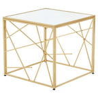Gold Finish Metal Frame Side Table with Mirror Top | Farran