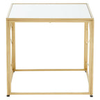 Gold Finish Metal Frame Side Table with Mirror Top | Farran