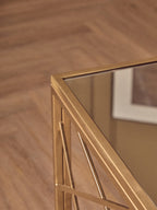 Gold Finish Metal Frame Side Table with Mirror Top | Farran