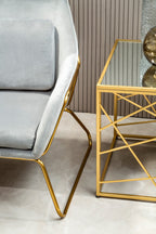 Gold Finish Metal Frame Side Table with Mirror Top | Farran