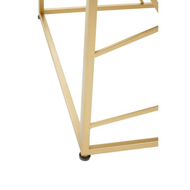 Gold Finish Metal Frame Side Table with Mirror Top | Farran