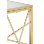 Gold Finish Metal Frame Side Table with Mirror Top | Farran