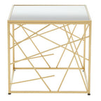 Gold Finish Metal Frame Side Table with Mirror Top | Farran