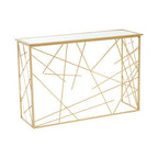 Gold Finish Metal Frame Console Table with Mirror Top | Farran