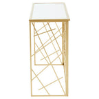 Gold Finish Metal Frame Console Table with Mirror Top | Farran