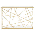 Gold Finish Metal Frame Console Table with Mirror Top | Farran