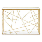 Gold Finish Metal Frame Console Table with Mirror Top | Farran