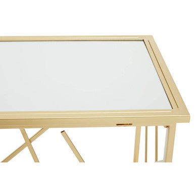 Gold Finish Metal Frame Console Table with Mirror Top | Farran