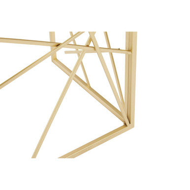 Gold Finish Metal Frame Console Table with Mirror Top | Farran