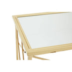 Gold Finish Metal Frame Console Table with Mirror Top | Farran
