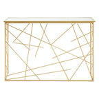 Gold Finish Metal Frame Console Table with Mirror Top | Farran