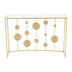 Champagne Gold Finish Metal Frame Console Table with Mirror Top | Farran