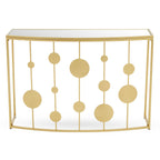 Champagne Gold Finish Metal Frame Console Table with Mirror Top | Farran