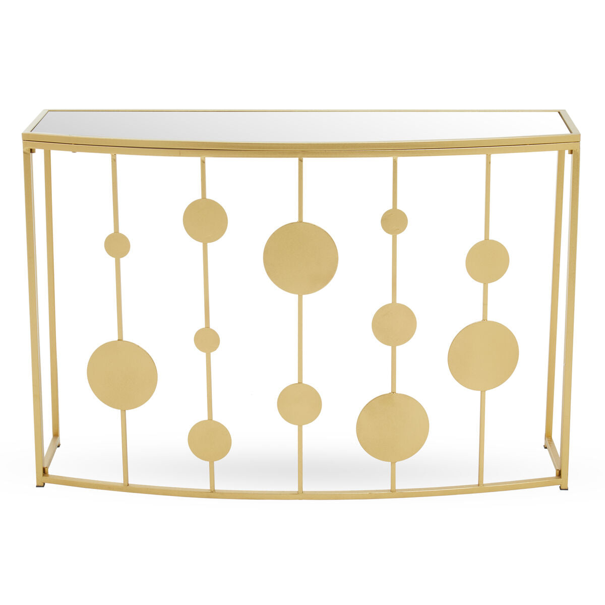 Champagne Gold Finish Metal Frame Console Table with Mirror Top | Farran