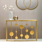 Champagne Gold Finish Metal Frame Console Table with Mirror Top | Farran