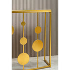 Champagne Gold Finish Metal Frame Console Table with Mirror Top | Farran