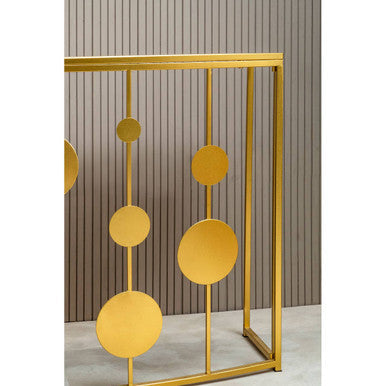 Champagne Gold Finish Metal Frame Console Table with Mirror Top | Farran