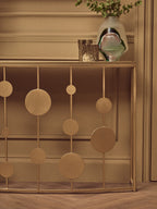 Champagne Gold Finish Metal Frame Console Table with Mirror Top | Farran