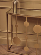 Champagne Gold Finish Metal Frame Console Table with Mirror Top | Farran