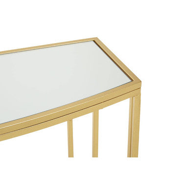 Champagne Gold Finish Metal Frame Console Table with Mirror Top | Farran