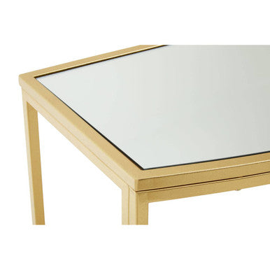 Champagne Gold Finish Metal Frame Console Table with Mirror Top | Farran