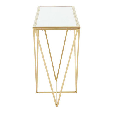 Gold Finish Metal Frame Rectangular Console Table with Glass Top | Farran