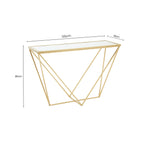 Gold Finish Metal Frame Rectangular Console Table with Glass Top | Farran