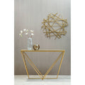Gold Finish Metal Frame Rectangular Console Table with Glass Top | Farran