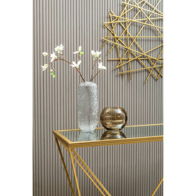 Gold Finish Metal Frame Rectangular Console Table with Glass Top | Farran