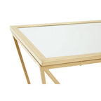 Gold Finish Metal Frame Rectangular Console Table with Glass Top | Farran
