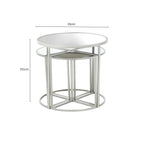 Set of 5 Glass Top Silver Finish Frame Nesting Tables with Geometric Design, Farran