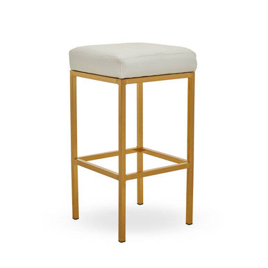 White and Gold Finish Bar Stool | Baina