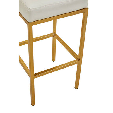 White and Gold Finish Bar Stool | Baina