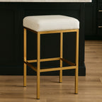 White and Gold Finish Bar Stool | Baina