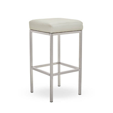 White and Chrome Finish Bar Stool | Baina