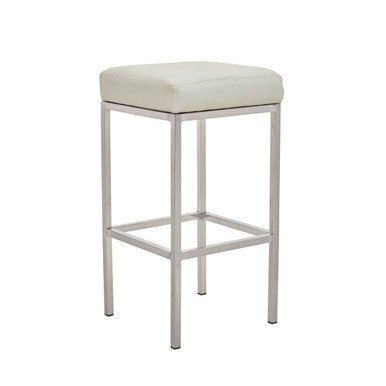 White and Chrome Finish Bar Stool | Baina