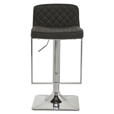 Black and Chrome Bar Stool with Square Base | Baina