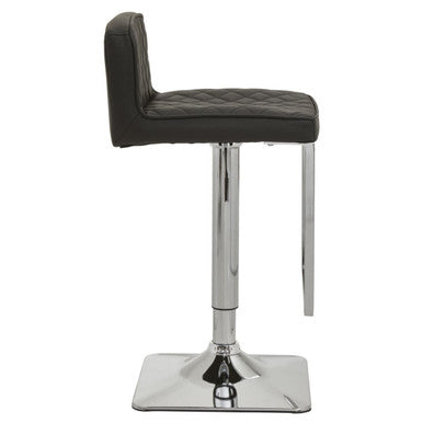 Black and Chrome Bar Stool with Square Base | Baina