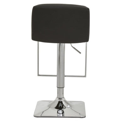 Black and Chrome Bar Stool with Square Base | Baina