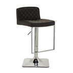 Black and Chrome Bar Stool with Square Base | Baina