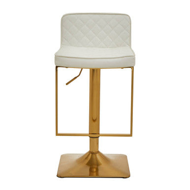 White and Gold Bar Stool with Square Base | Baina