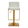 White and Gold Bar Stool with Square Base | Baina