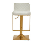 White and Gold Bar Stool with Square Base | Baina