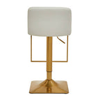 White and Gold Bar Stool with Square Base | Baina