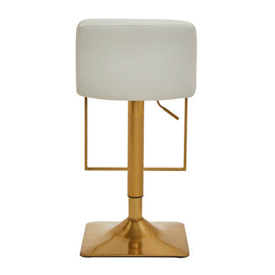 White and Gold Bar Stool with Square Base | Baina