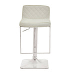 White and Chrome Bar Stool with Square Base | Baina